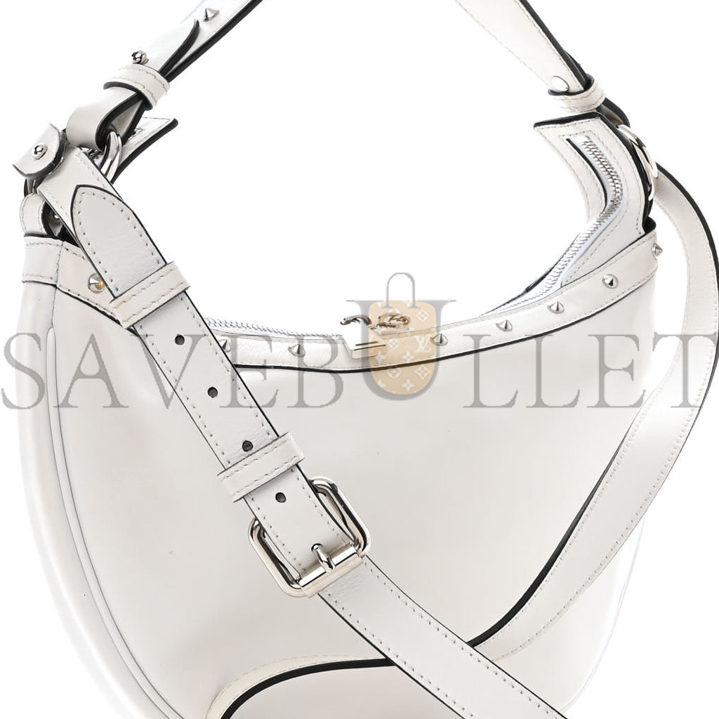 VERSACE CALFSKIN STUDDED SMALL REPEAT ZIP HOBO WHITE  (29*19*5cm)