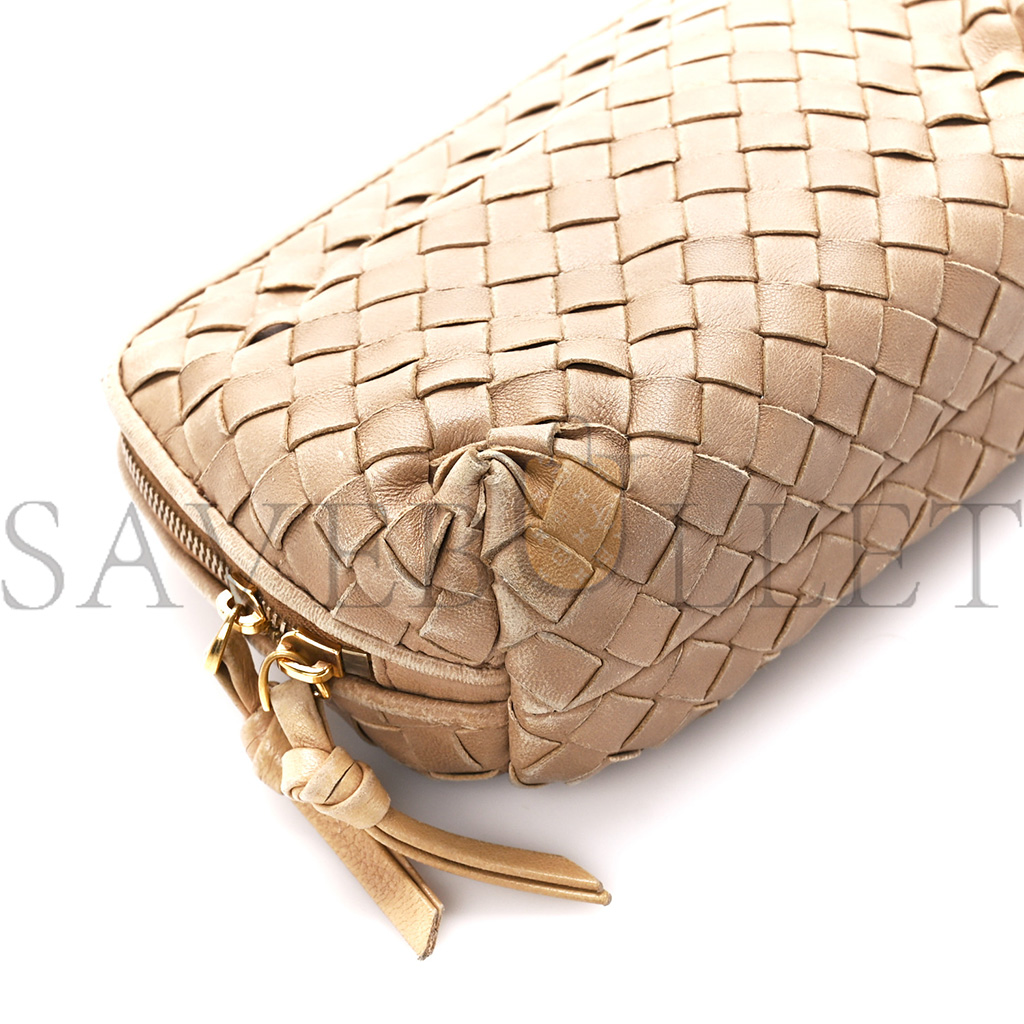 BOTTEGA VENETA NAPPA INTRECCIATO SMALL COSMETIC POUCH CAMEL  (17*10*8cm)