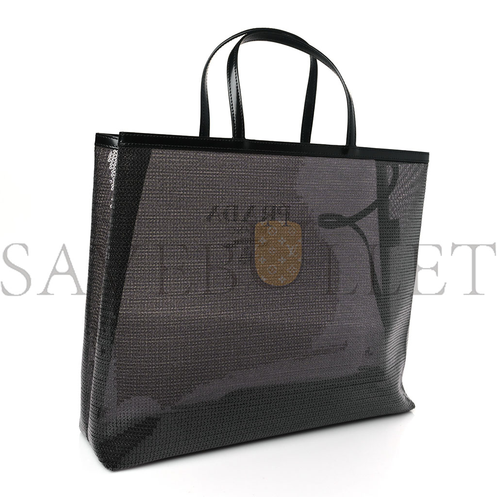 PRADA MESH SEQUIN SPAZZOLATO LOGO TOTE BLACK (36*30*9cm)