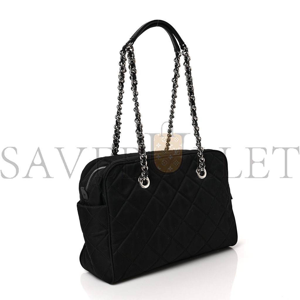 PRADA NYLON TESSUTO IMPUNTU QUILTED SHOULDER BAG BLACK (30*21*11cm)