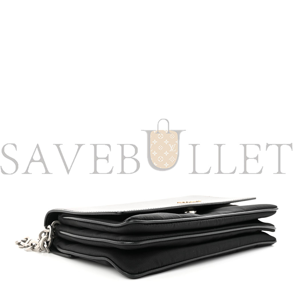 PRADA SAFFIANO TESSUTO NYLON CHAIN SHOULDER BAG BLACK (24*15*5cm)