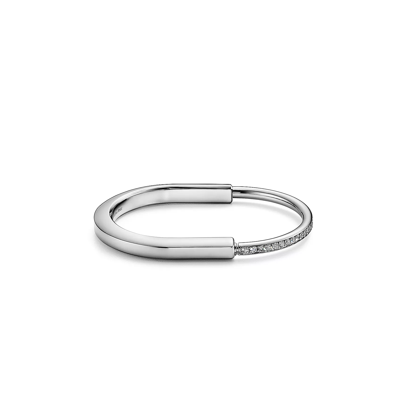 TIFFANY LOCK BANGLE IN WHITE GOLD WITH HALF PAVÉ DIAMONDS  70425300