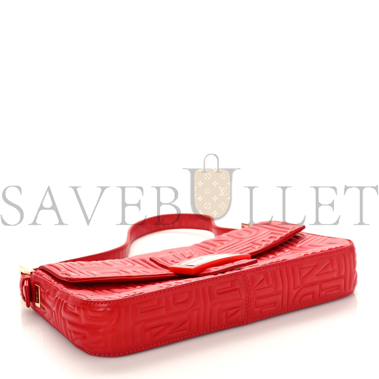 FENDI NAPPA LOGO EMBOSSED BAGUETTE RED (26*14*4cm)