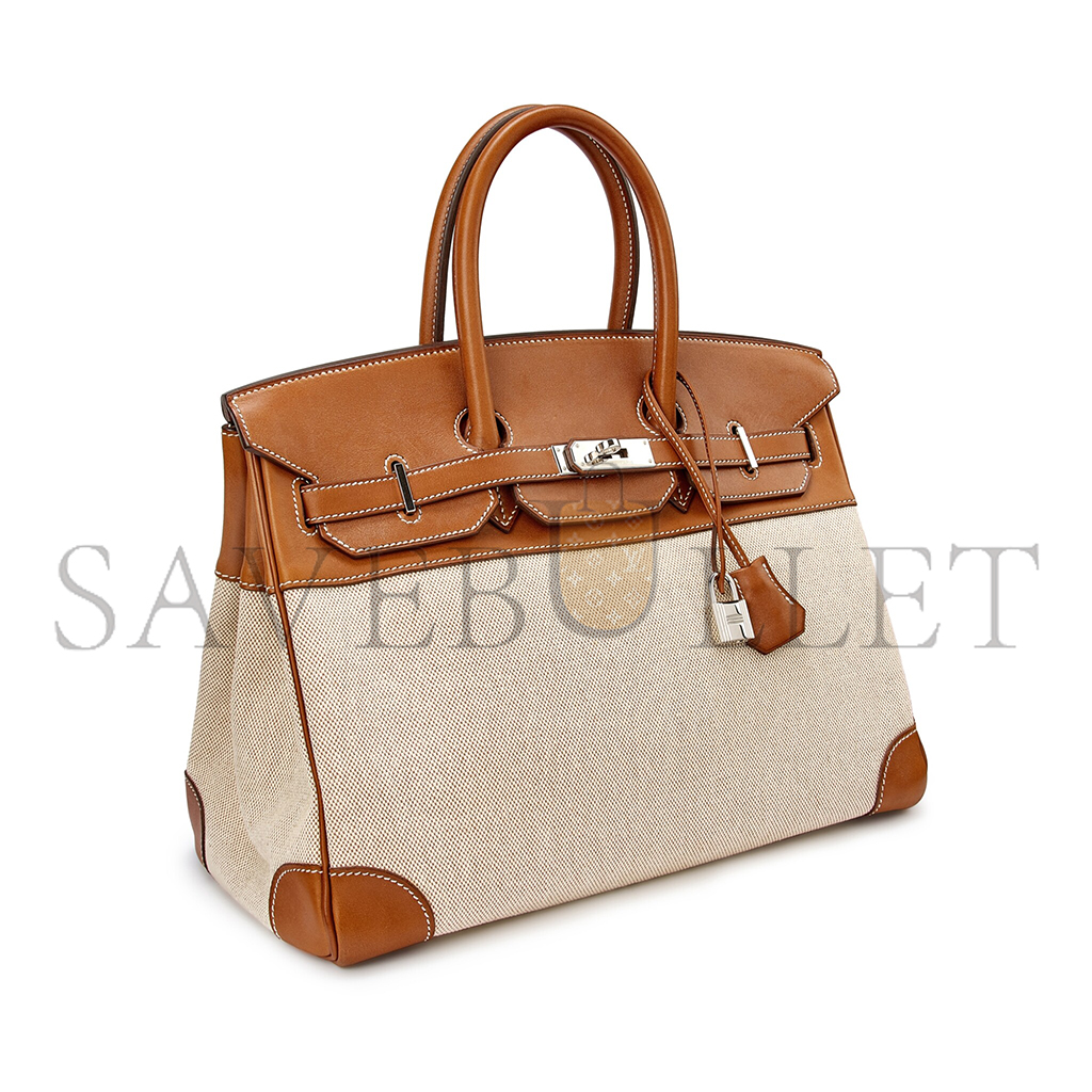 HERMES BIRKIN 35 CALICO AND GOLDEN BROWN LEATHER BAG 8023220073 (35*24*18cm)