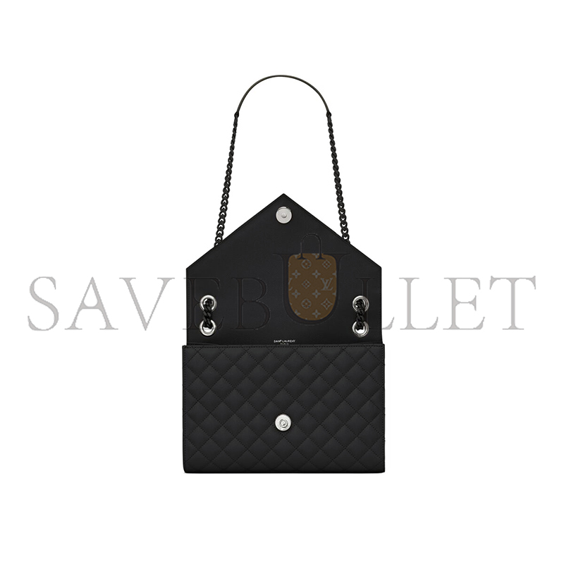 YSL ENVELOPE MEDIUM IN QUILTED GRAIN DE POUDRE EMBOSSED LEATHER 600185BOW981000 (24*17.5*6cm) YSL ENVELOPE MEDIUM IN QUILTED GRAIN DE POUDRE EMBOSSED LEATHER 600185BOW981000 (24*17.5*6cm)
