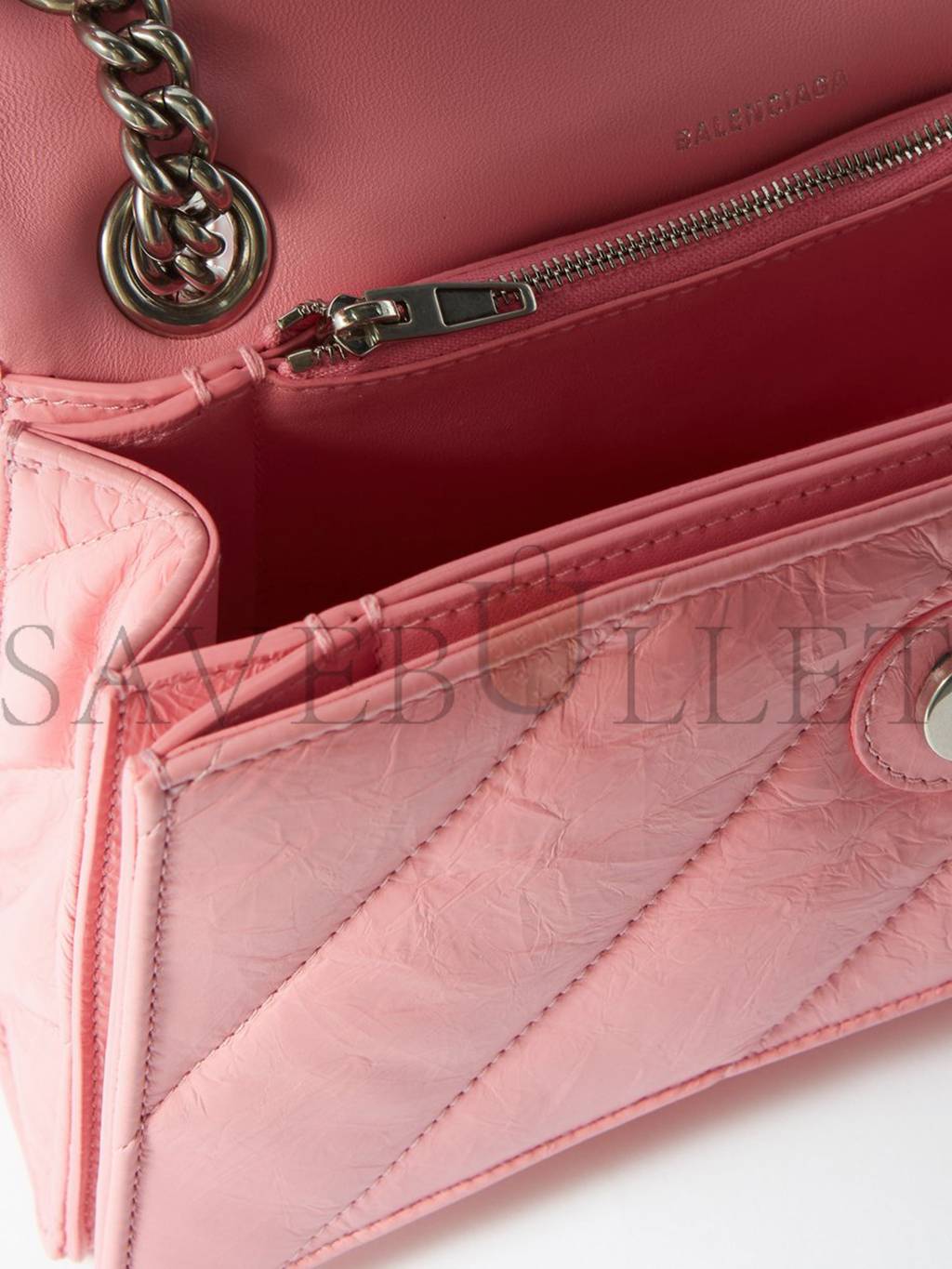 BALENCIAGA PINK CRUSH SMALL QUILTED-LEATHER SHOULDER BAG MATCHESFASHION US (25.4*15.2*10.1cm)