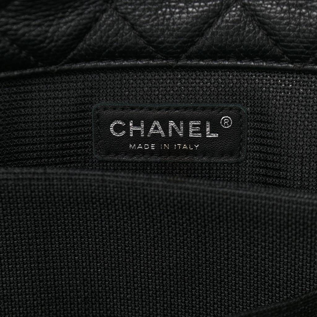 CHANEL CALFSKIN QUILTED XXL TRAVEL FLAP BAG BLACK SILVER HARDWARE (45*28*15cm)