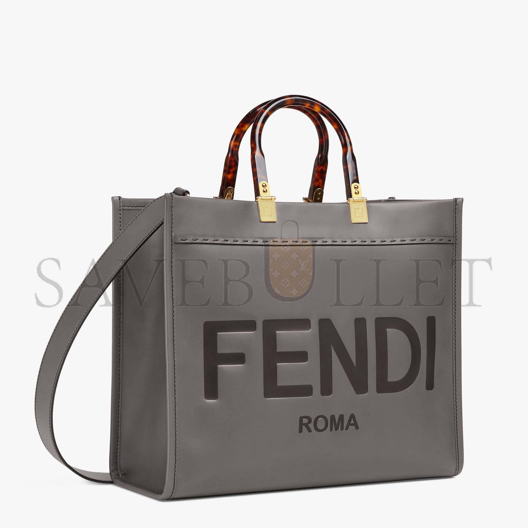 FENDI SUNSHINE MEDIUM - GRAY LEATHER SHOPPERI 8BH386ABVLF1BZC (35*31*17cm)