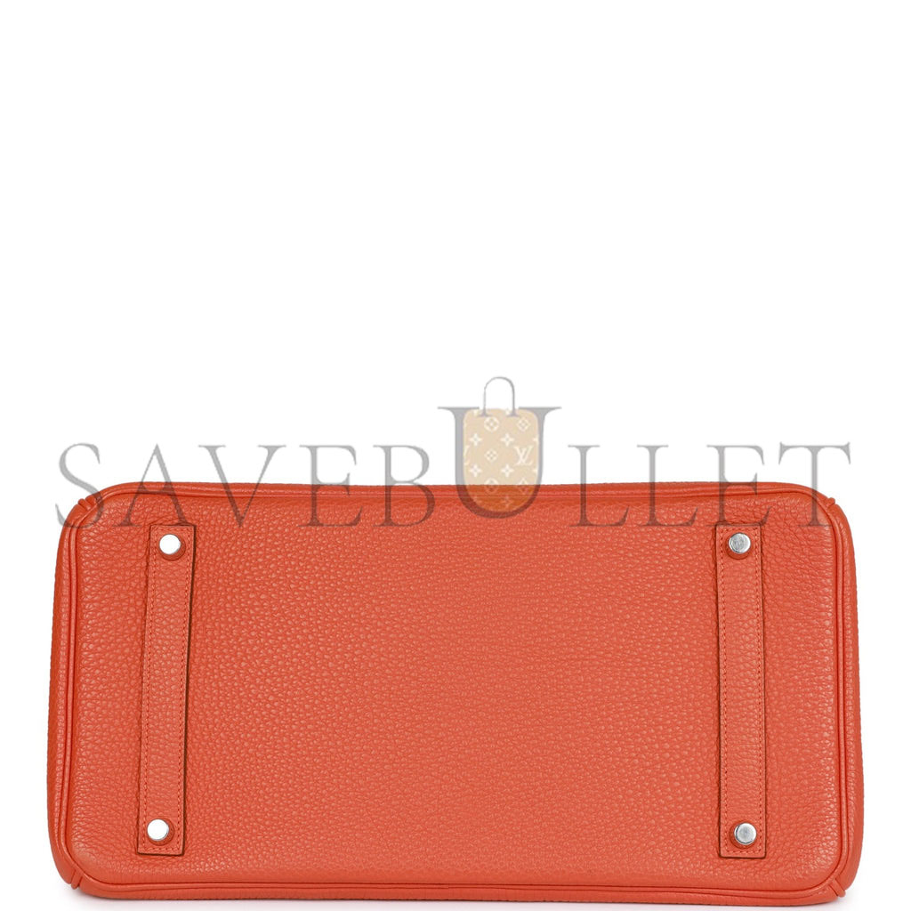 HERMES BIRKIN 35 ORANGE H CLEMENCE PALLADIUM HARDWARE (35cm)