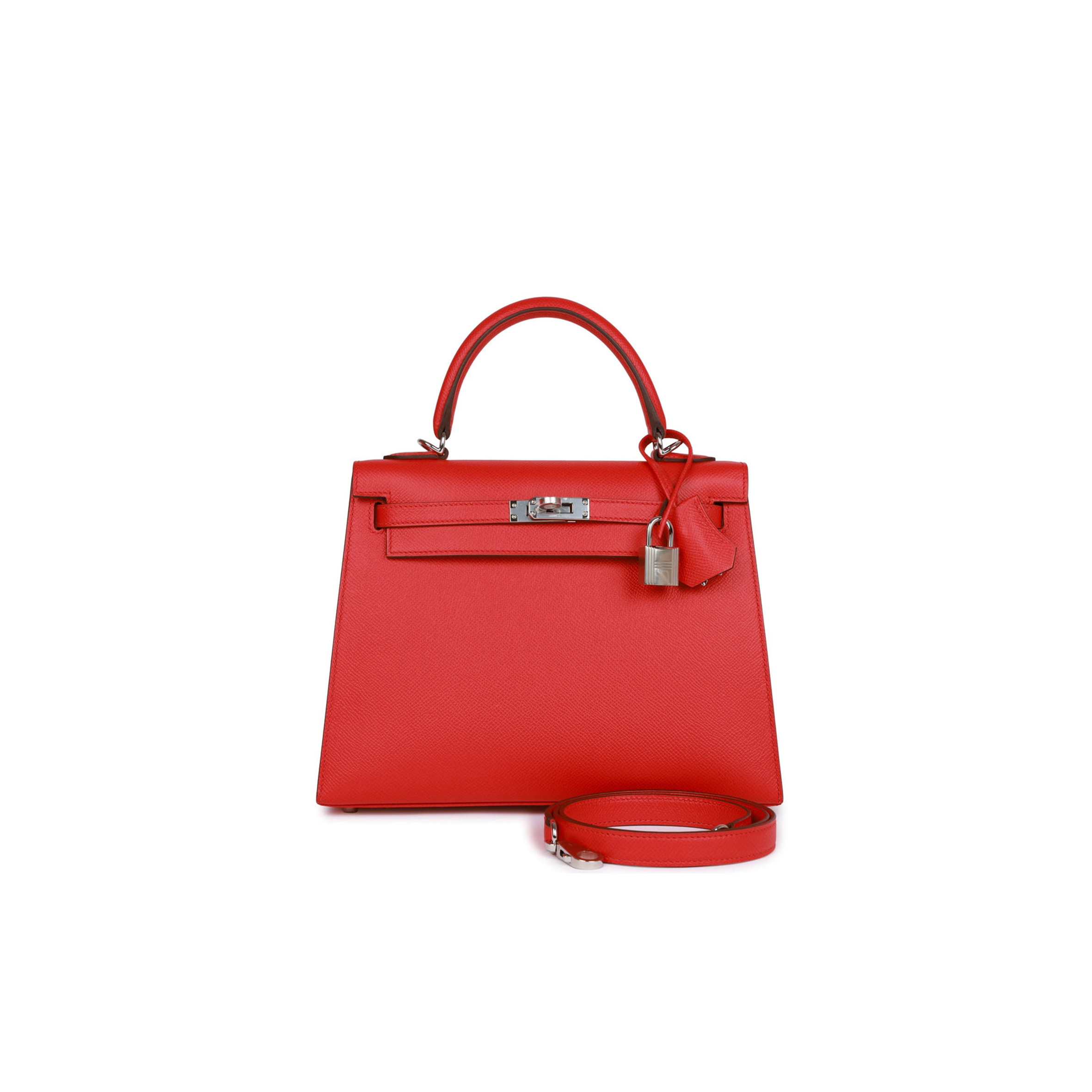 HERMES KELLY SELLIER 25 ROUGE DE COEUR VERSO EPSOM PALLADIUM HARDWARE  (25*17*7cm