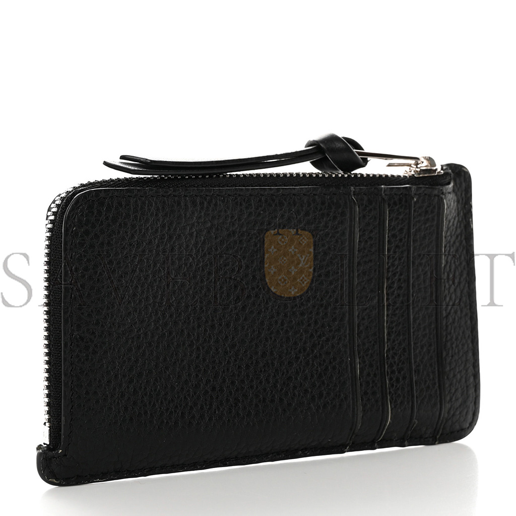 LOEWE SOFT GRAINED CALFSKIN COIN CARD HOLDER BLACK (12*7cm)