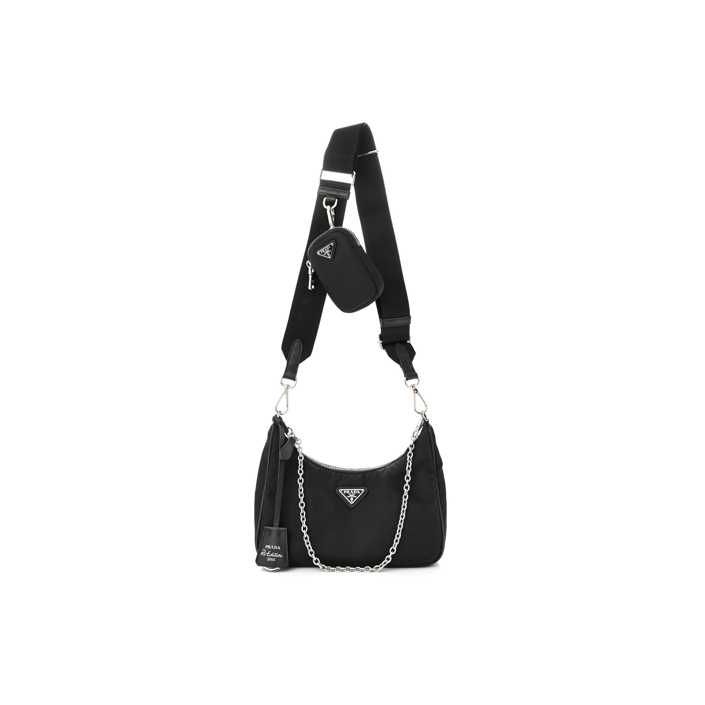 PRADA NYLON RE-EDITION 2005 SHOULDER BAG BLACK (22*17*6cm)