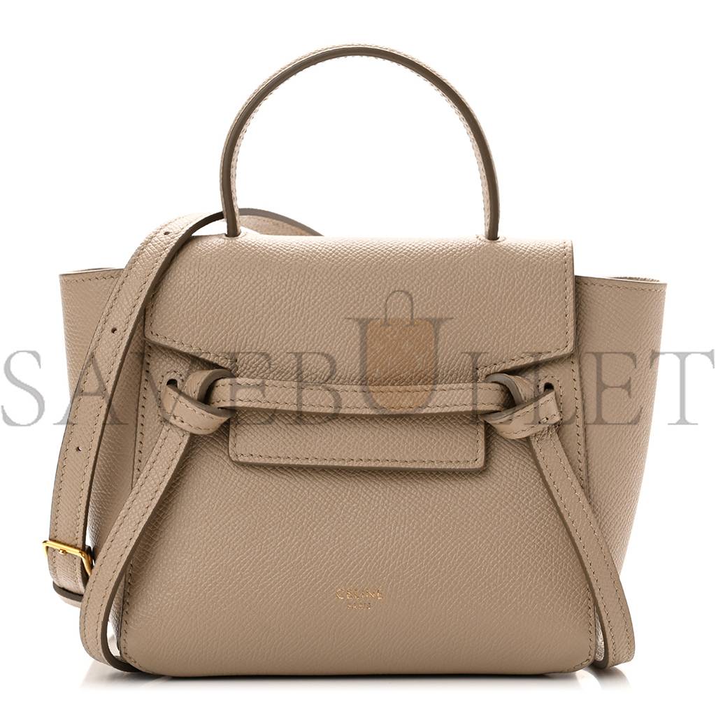 CELINE GRAINED CALFSKIN NANO BELT BAG LIGHT TAUPE (20*18*10cm)