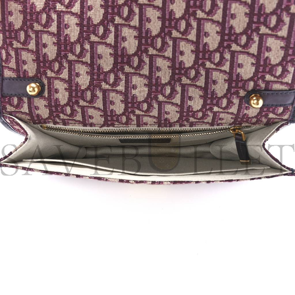 DIOR OBLIQUE DIORADDICT FLAP BAG BURGUNDY (24*17*5.1cm)